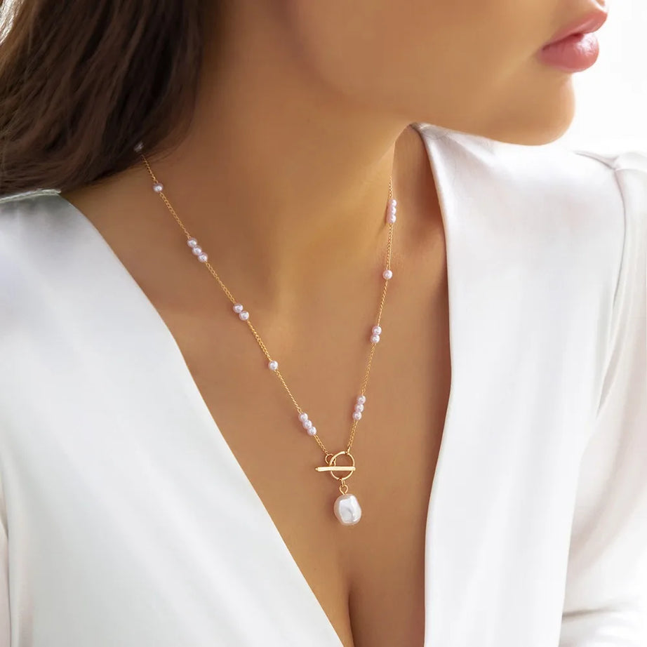Irregular Pearl Multilayer Choker Necklace Jewelry