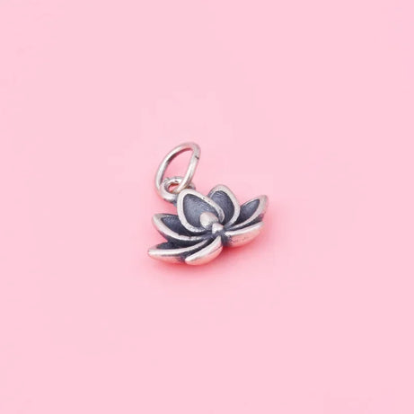 S925 Sterling Silver Anemone Lotus Pendant Braided Rope Necklace, Handmade Talisman