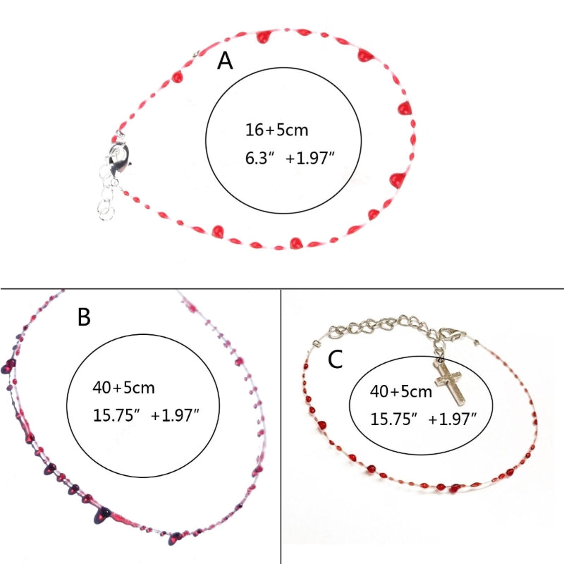 Blood Drop Jewelry Blood Drop Bracelet/Necklace Chain Necklaces/Bracelets Alloy Material Halloween Jewelry for Man Woman F19D - Charlie Dolly