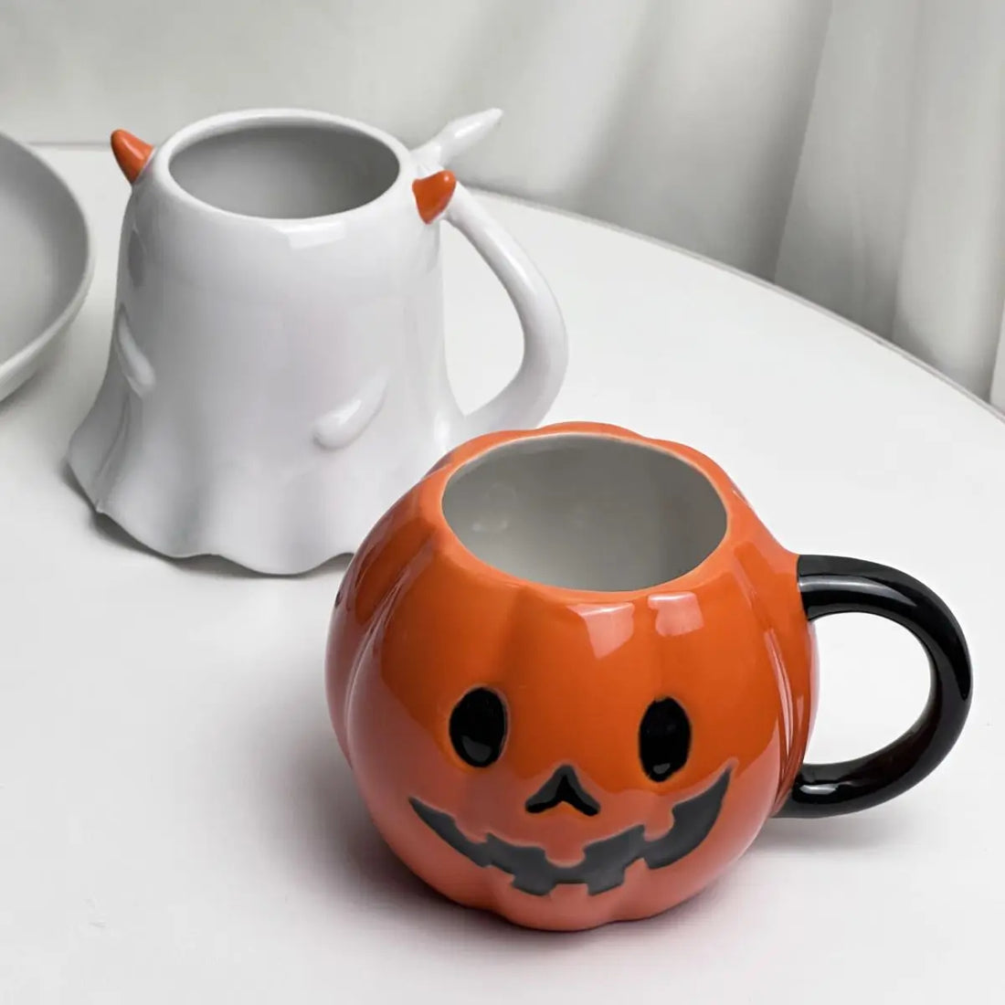 Halloween Cute Funny Little Ghost Water  Mug Embossed Ceramic Cup Design Sense Minority Creative Pumpkin Cups - Charlie Dolly