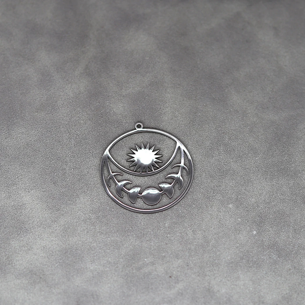 3pcs Sun Moon Phase Stainless Steel Pendant Charms For Jewelry Making DIY Craft Earrings Necklace Women Findings Accessory