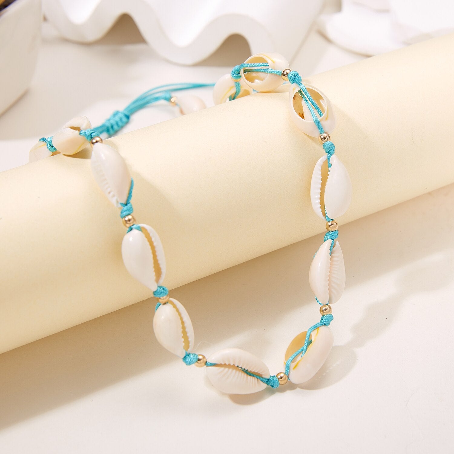 Bohemian Natural Shell Necklace &amp; Bracelet Set for Women Fashion Hand Braided Adjustable Necklace Charm Summer Vacation Jewelry - Charlie Dolly