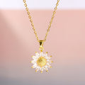 Fashion Exquisite Rotatable Sunflower Pendant Necklace Personality Shiny Zircon Rotating Anxiety Titanium Steel Necklace Jewelry - Charlie Dolly