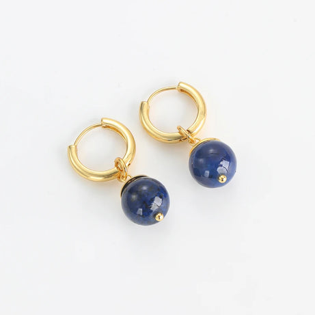 Vintage Lapis Lazuli Drop Earrings Hoop Gold Color High Quality Luxury Quality Jewelry Natural Stone Accessories Women Gift 2025 - Charlie Dolly