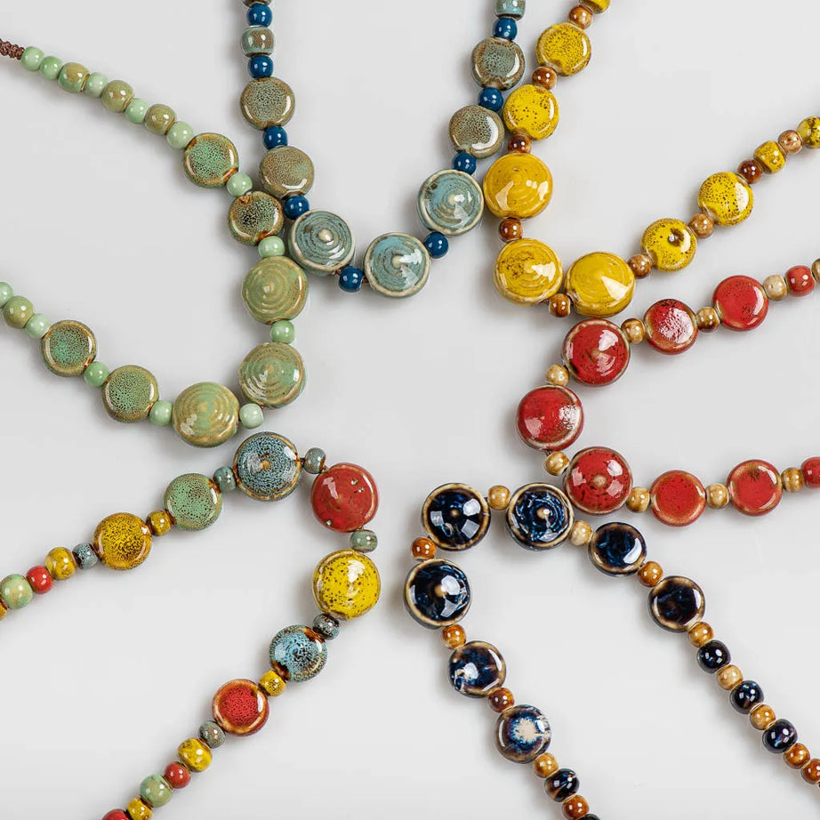Distressed Irregular Ceramic Bead Necklace Jewelry