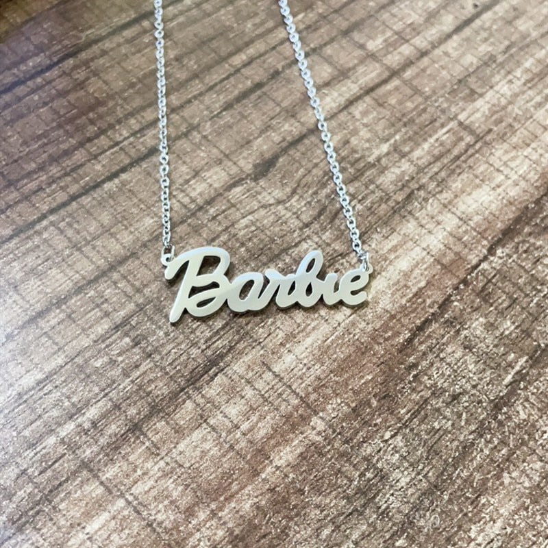 Fashion Barbie Letter Necklace English Alphabet European American Style Girls Accessories for Female Dress Up Clothes Matching