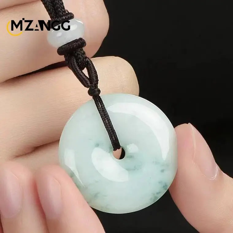 Natural A Goods Jade Peace Buckle Pendant Round Ice Kind Floating Flower Jadeite Necklace Lucky Amulet Gift for Men and Women