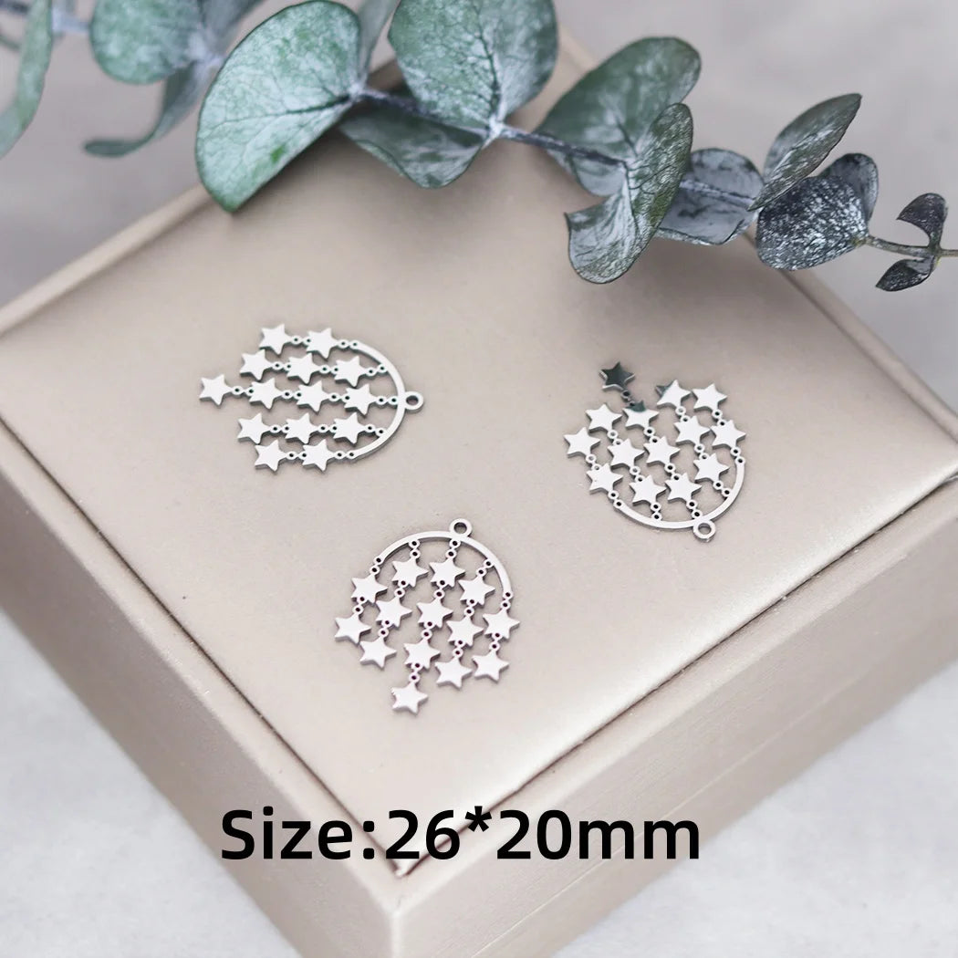3pcs Stainless Steel Gothic Sun Cross Sword DIY Charms Tassels Star Lotus Flower Earrings Necklace Jewelry Making Amulet Pendant