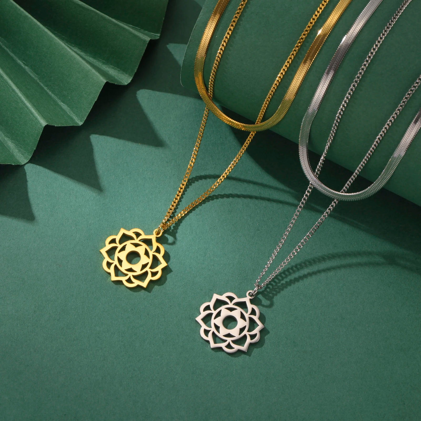 Yoga Lotus & Flower of Life Pendant Necklace, Stainless Steel Chakra Healing Amulet