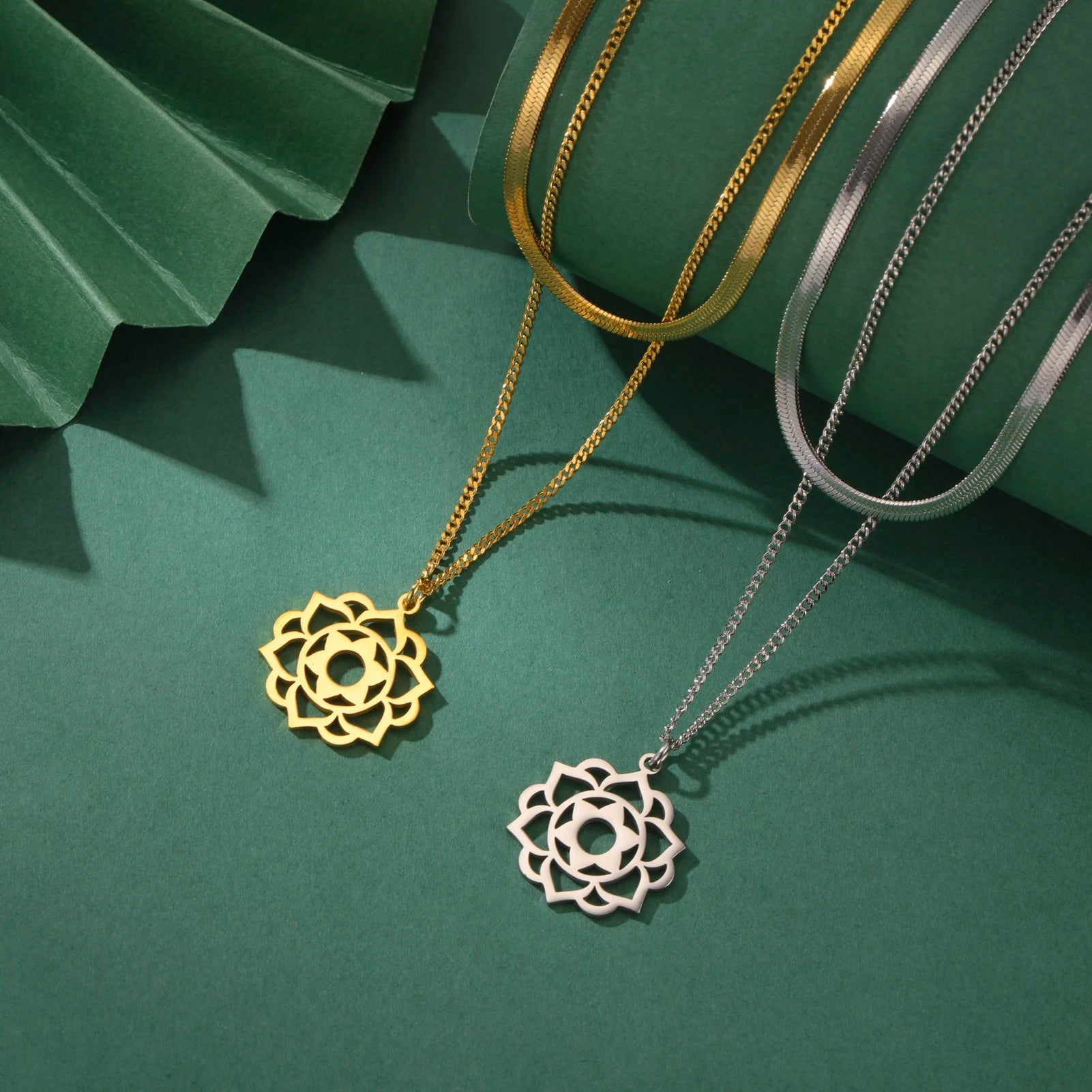 LIKGREAT Yoga Lotus Necklaces Stainless Steel Flower of Life Pendant Women Mandala Healing Buddha Spiritual Chakra Jewelry