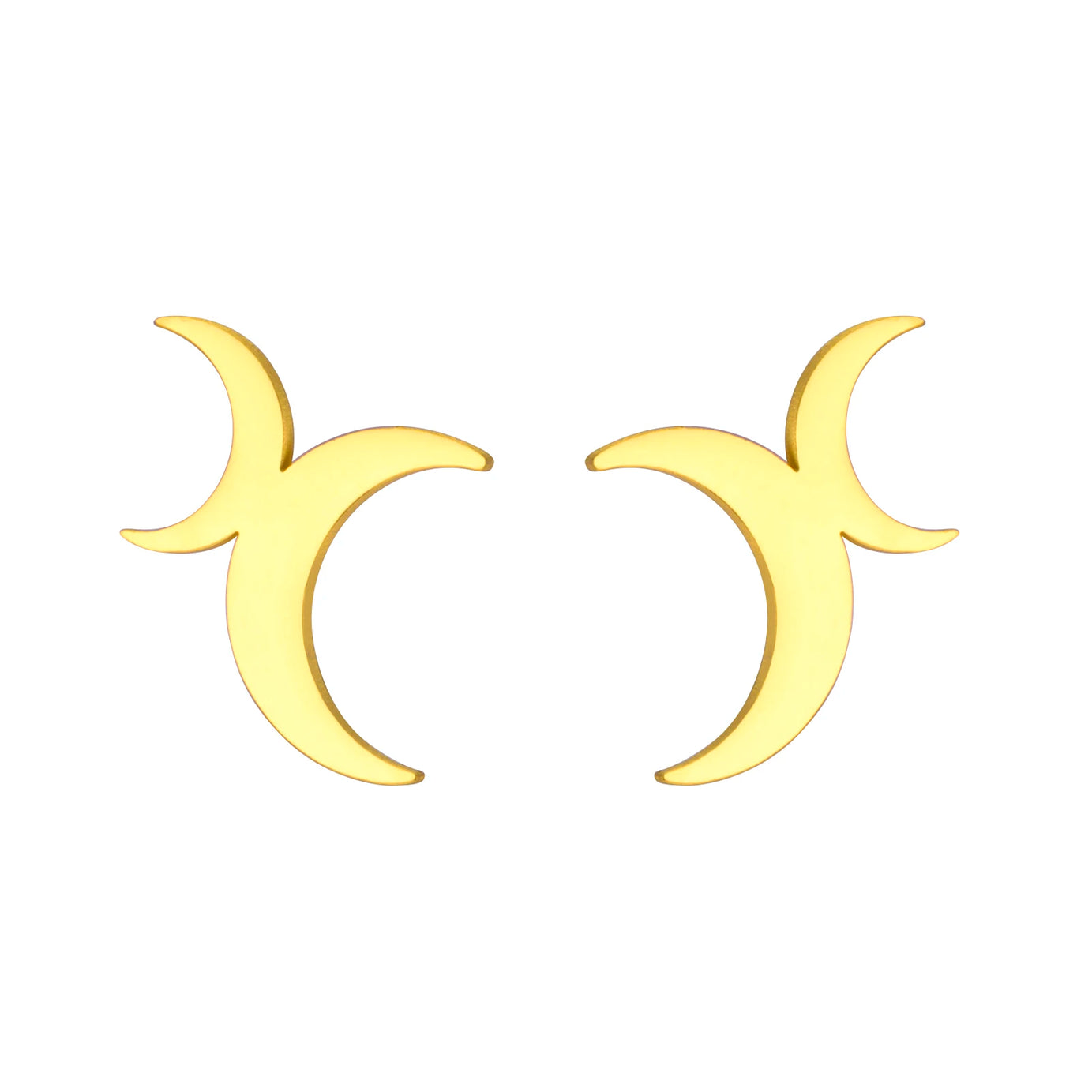 Crescent Moon Dangle Stud Earrings, Vintage Lunar Phase Celestial Talisman