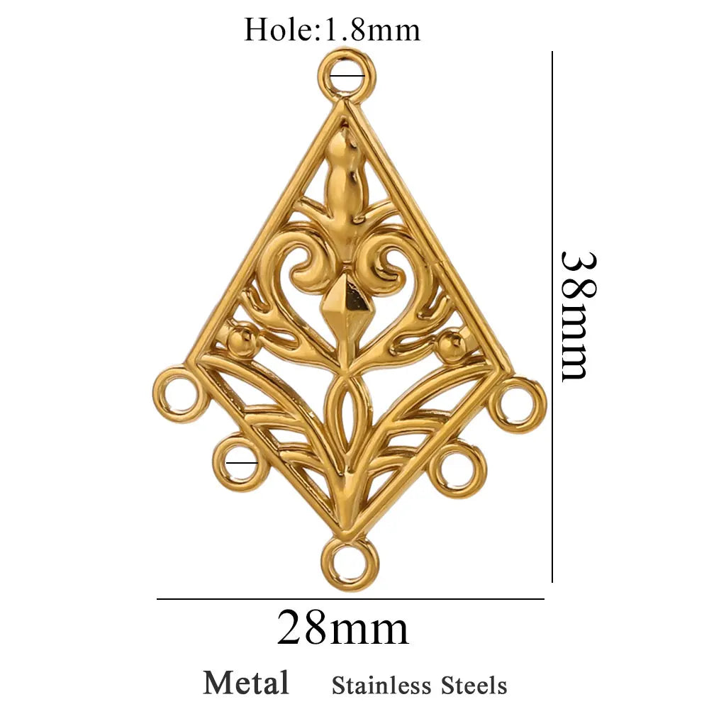 5pcs Stainless Steel Earring Connector Charms Boho Gold Hollow Pendants for Women DIY Jewelry Earring Necklace Making Wholesale