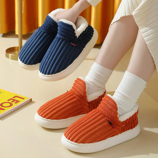 Female Warm Cotton Shoes Winter Men Korean Style Solid Colour Indoor Non-slip Flats Lightweight Slippers Pantoufle Femme Hiver - Charlie Dolly