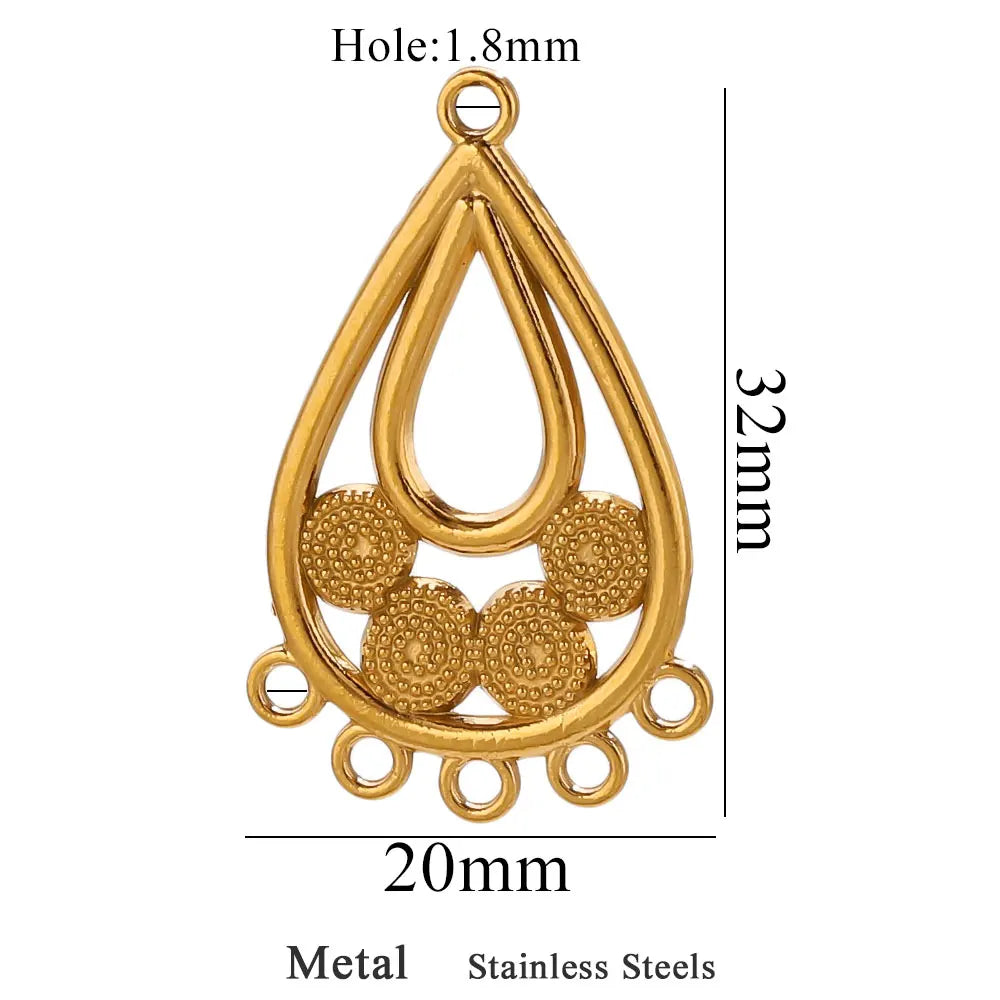 5pcs Stainless Steel Earring Connector Charms Boho Gold Hollow Pendants for Women DIY Jewelry Earring Necklace Making Wholesale