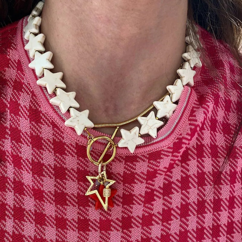 Summer Fashion Classic Irregular Green Shell Stone Short Necklace OT Button Copper Alloy Sea Shell Pendant Beach Choker Gift - Charlie Dolly