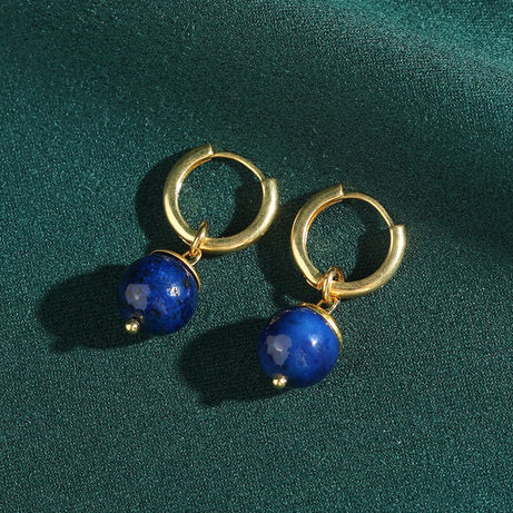 Vintage Lapis Lazuli Drop Earrings Hoop Gold Color High Quality Luxury Quality Jewelry Natural Stone Accessories Women Gift 2025 - Charlie Dolly