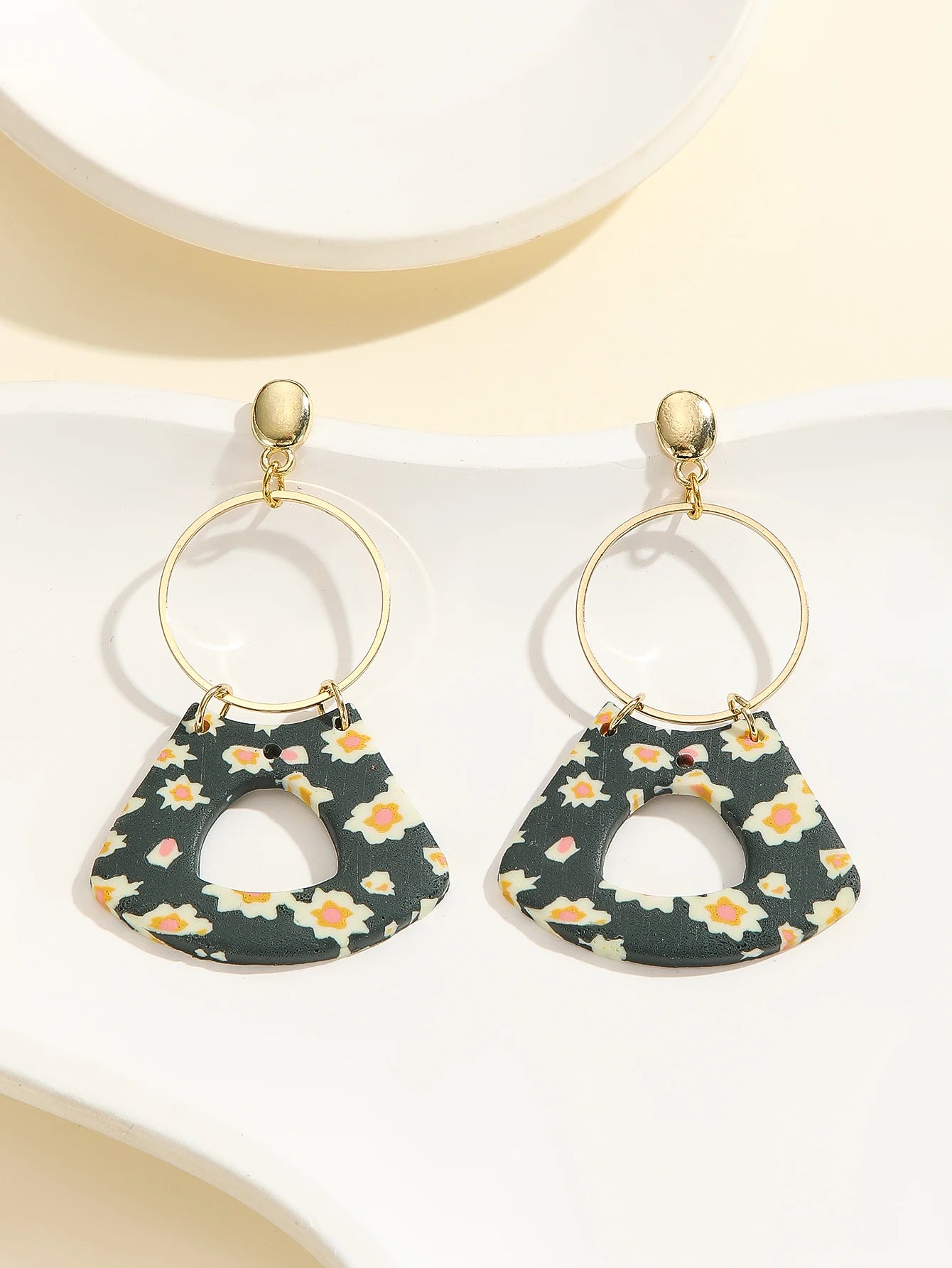 Boho Floral Geometric Polymer Clay Earrings Lightweight Statement Drop for Women Girls Summer Party Daily Work Vacation Gift