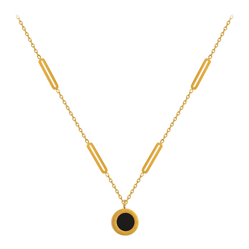 Classic Fashion Stainless Steel Roman Digital Wafer Pendant Necklace 2022 Fashion Jewelry Christmas Party Women's Sexy Necklace - Charlie Dolly