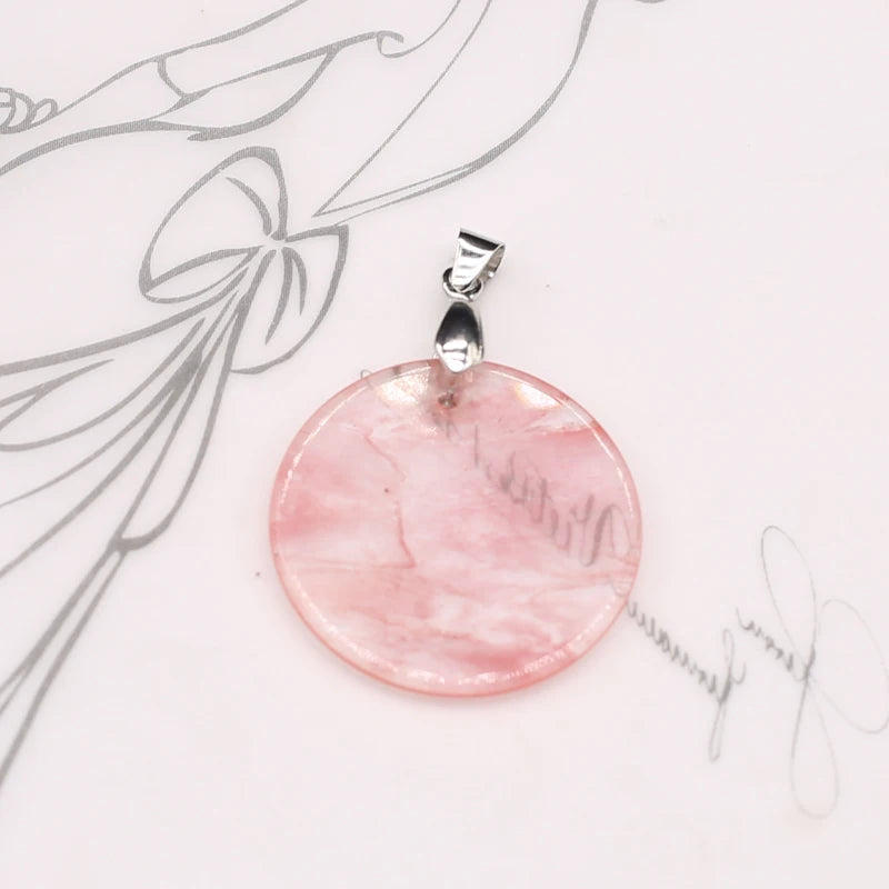 Natural Stone Agates Pendants Big Round Lapis lazuli Tiger Eye Charmsfor Jewelry Making Diy earring necklace accessories