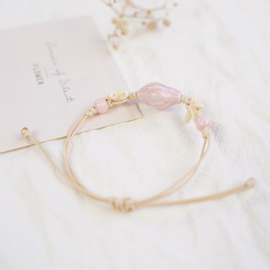 Conch and Starfish Shell Beaded Boho Bracelet