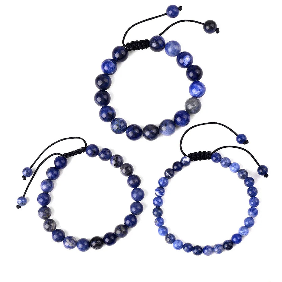 Natural Stone Beaded Bracelet — Tiger Eye, Agate & Lava