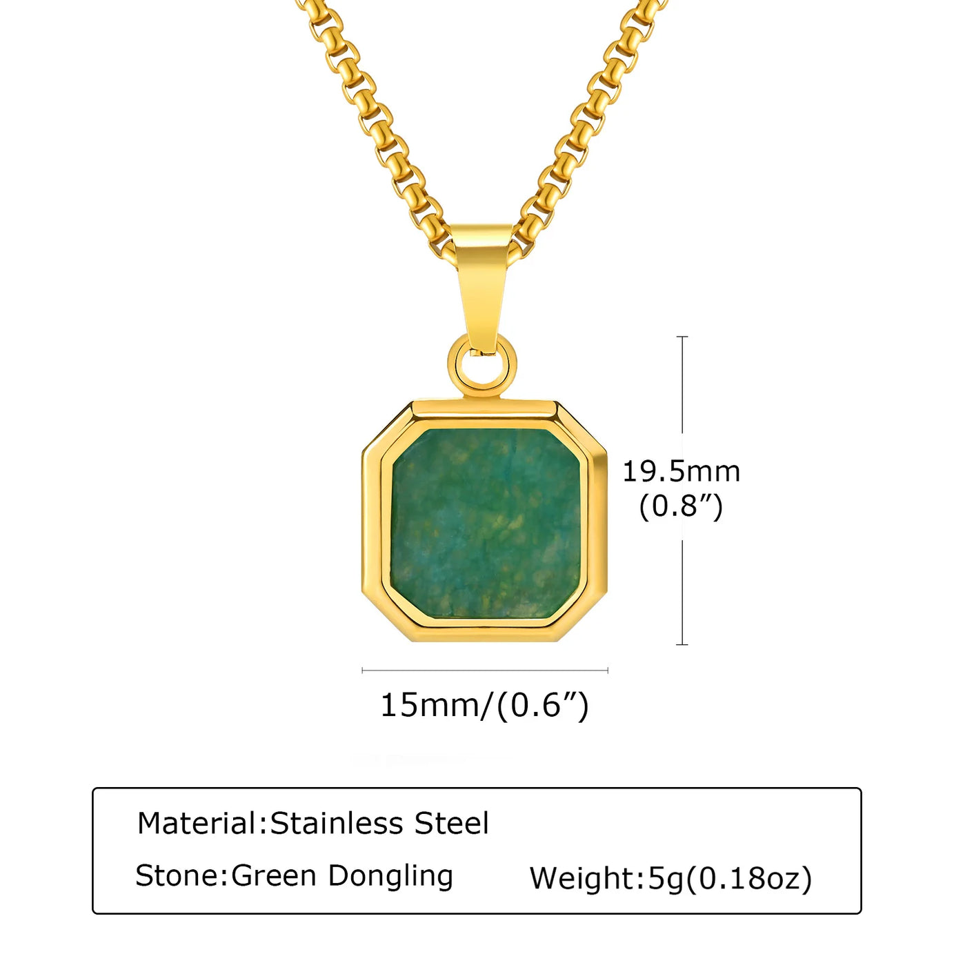 Natural Stone and Stainless Steel Hip Hop Pendant Necklace for Men