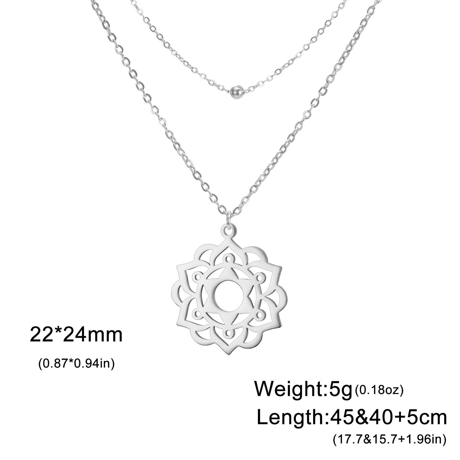 LIKGREAT Yoga Lotus Necklaces Stainless Steel Flower of Life Pendant Women Mandala Healing Buddha Spiritual Chakra Jewelry