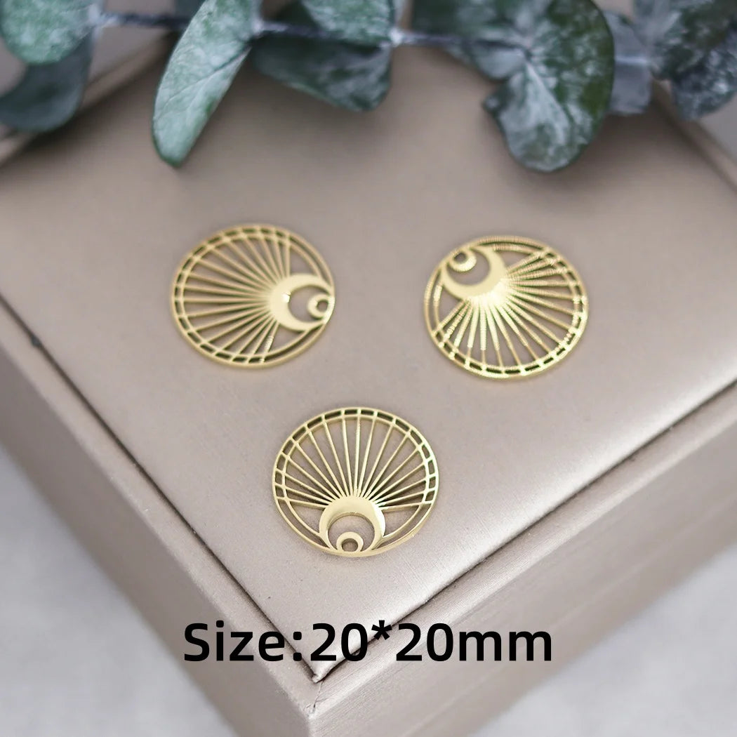 3pcs Stainless Steel Gothic Sun Cross Sword DIY Charms Tassels Star Lotus Flower Earrings Necklace Jewelry Making Amulet Pendant