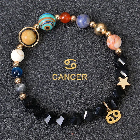 Zodiac Constellation Crystal Bracelet, 12 Signs Natural Stone Beaded Amulet