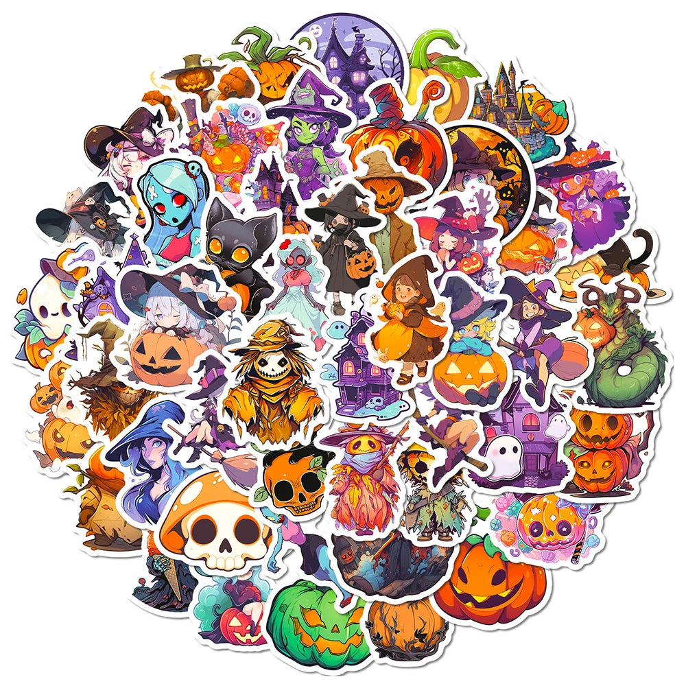 10/30/50pcs Cool Cartoon Halloween Witch Waterproof Stickers Decoration Decals Motorcycle Laptop Phone Luggage Car Sticker Toy - Charlie Dolly