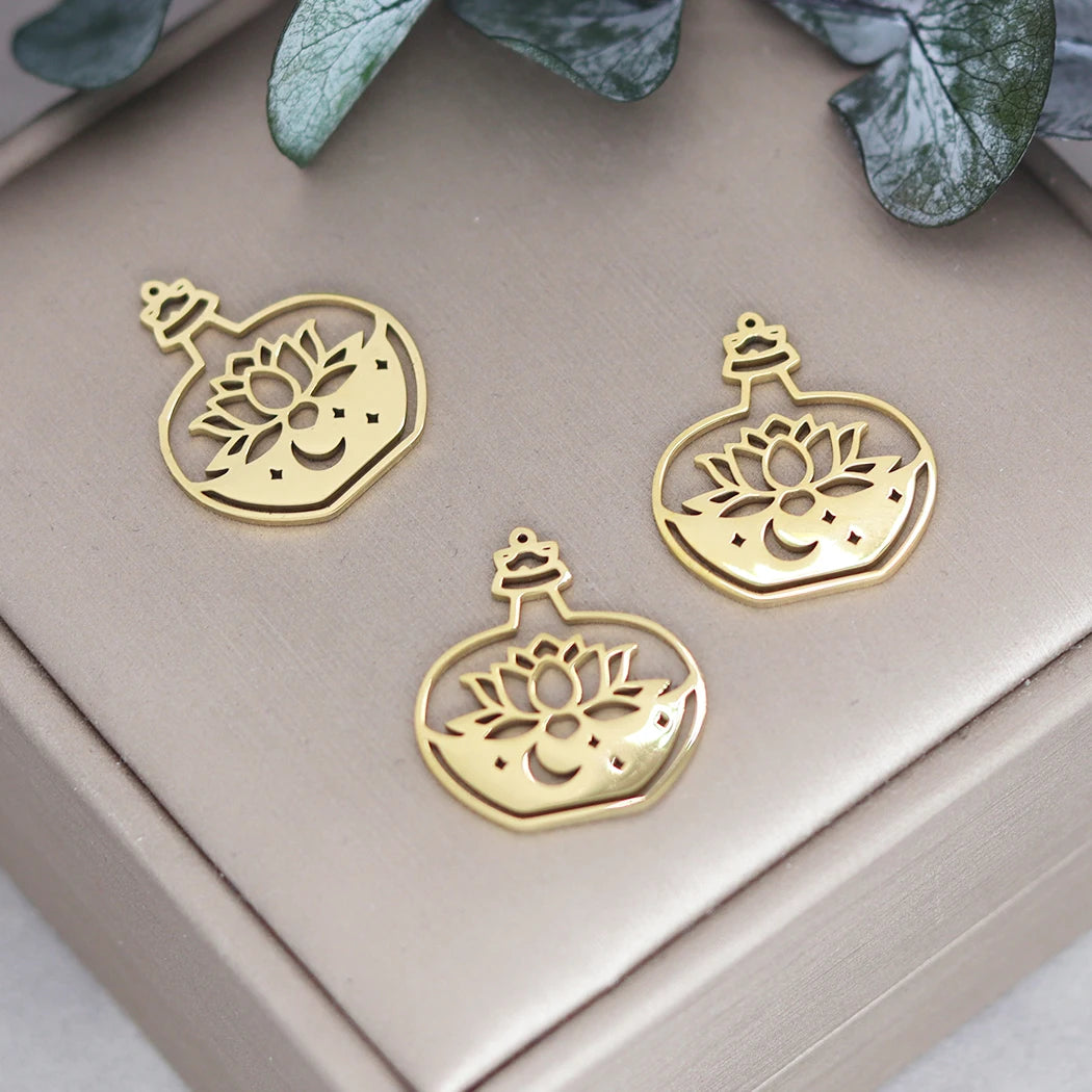 3pcs Stainless Steel Gothic Sun Cross Sword DIY Charms Tassels Star Lotus Flower Earrings Necklace Jewelry Making Amulet Pendant