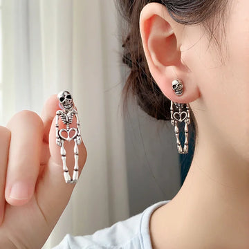 Exaggerated Stylish Punk Halloween Skull Skeleton Alloy Festive Atmosphere Creative Item Earrings Female Earrings Girl Birthday Gift