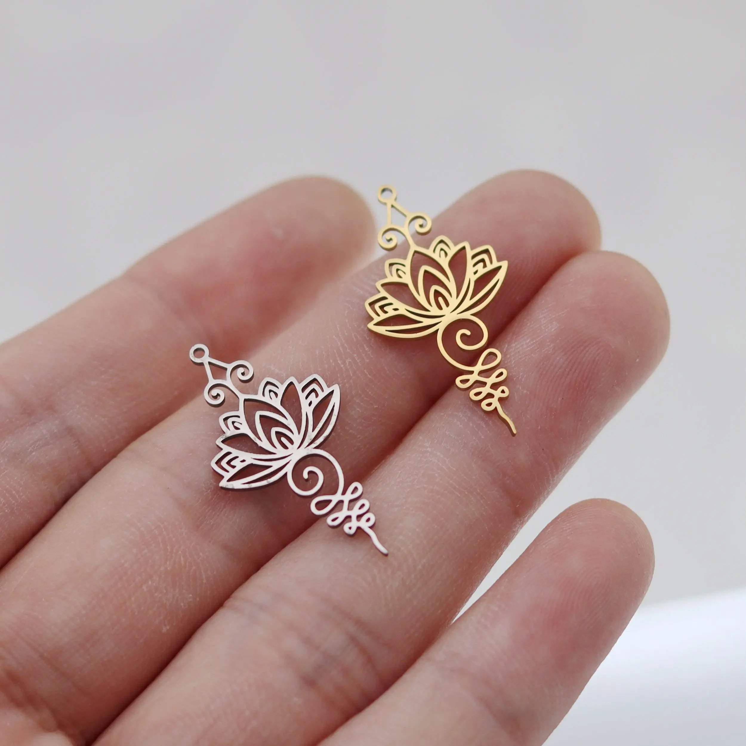 3pcs Unalome Lotus Flower Pendant Buddha Buddhism Om Yoga Charms Necklace Earrings Amulet Jewelry Making Supplies DIY