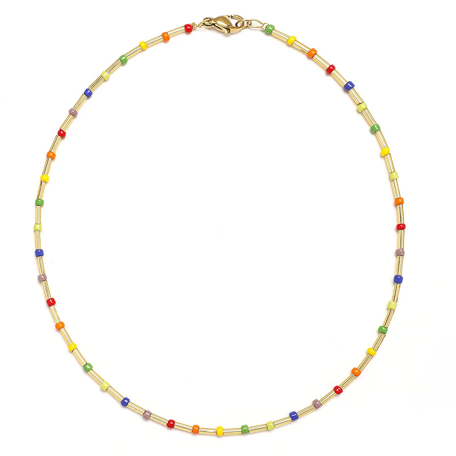 ZMZY Fashion Boho Necklace Women Jewelry Natural Stone Choker Healing Tiny Beads Clavicle Chain Crystal Agates Necklace - Charlie Dolly