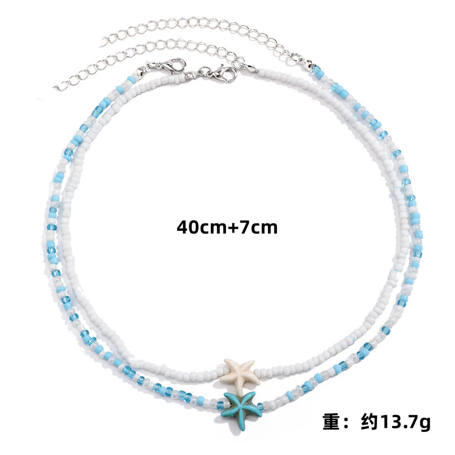Tidepool Starfish and Turtle Beaded Boho Choker