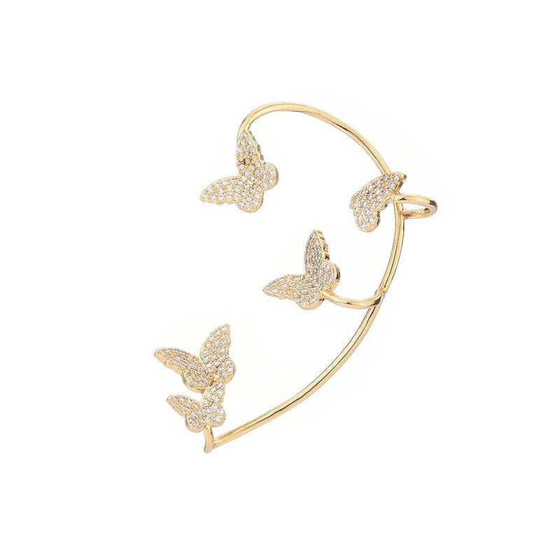 Shining Zircon Butterfly Ear Cuff Earrings for Women Girls Fashion 1pc Non Piercing Ear Clip Ear-hook Party Wedding Jewelry Gift - Charlie Dolly
