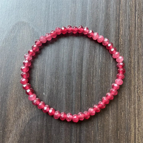 Ruby Jade Faceted Beaded Boho Bracelet
