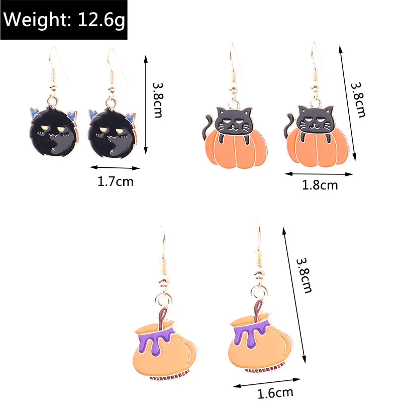 Aihua Fashion Halloween Earrings Enamel Ghost Pumpkin Skeleton Mummy Bat Drop Earrings For Women Halloween Night Party Jewelry - Charlie Dolly