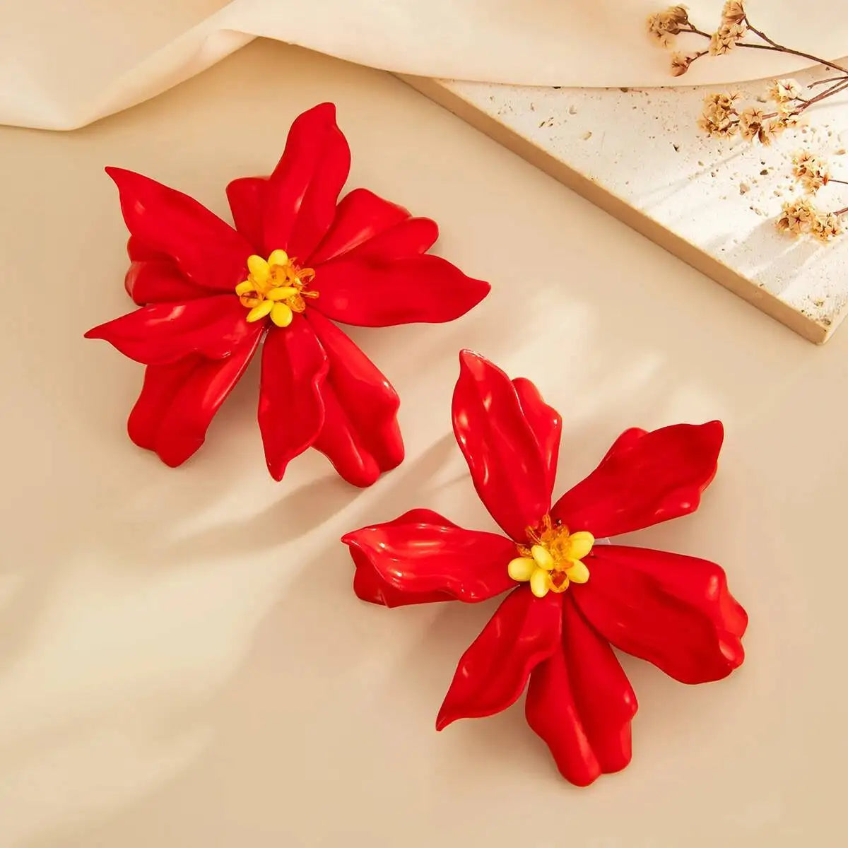 Ingemark Boho Large Petal Flower Drop Earrings for Women 2026 New Trend Exaggerated Pierced Earrings Y2K Daily Party Jewelry