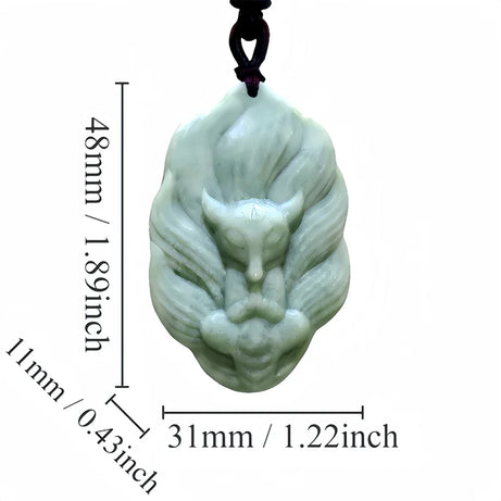 Dark Green Jade Dragon Fox & Owl Pendant Necklace, Carved Amulet Zodiac Talisman
