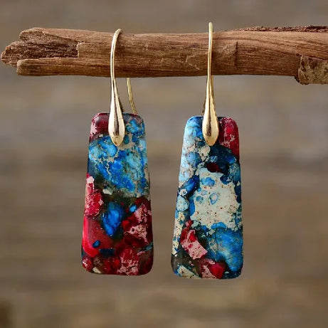 Natural Stone Geometric Pendant Earrings