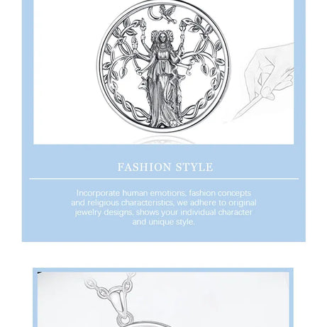 Triple Moon Goddess Hecate Amulet Necklace, S925 Sterling Silver