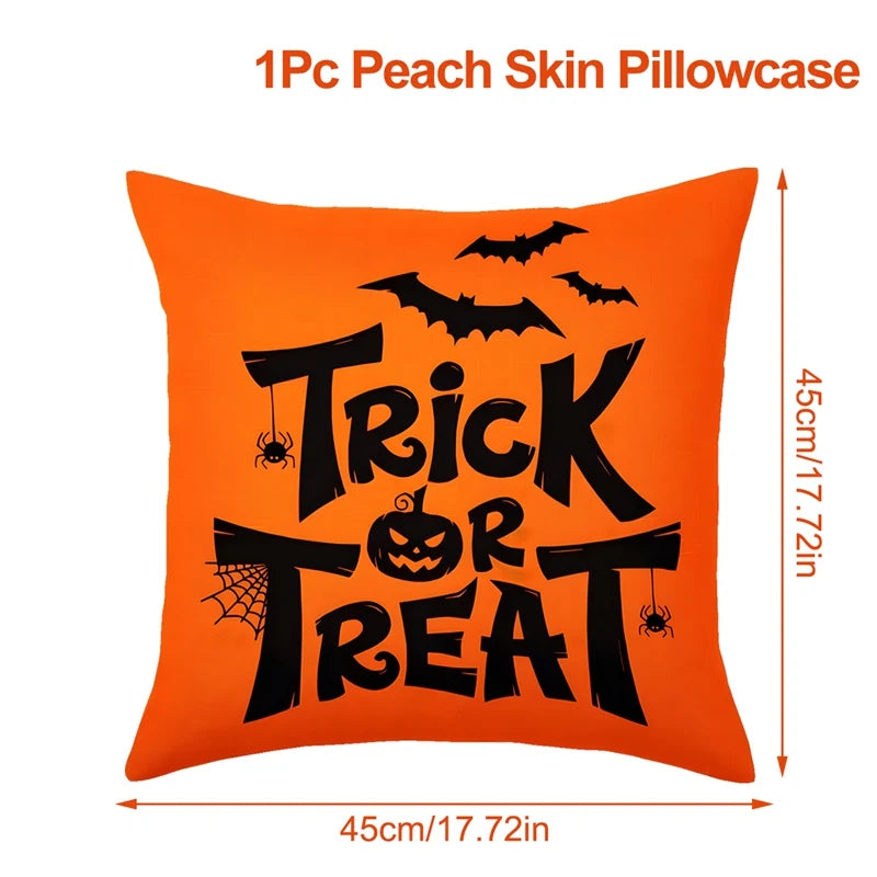 Halloween Pumpkin Ghost Pillowcase Happy Halloween Party Decorations For Home 2024 Trick or Treat Spider Bat Cat Pillow Covers - Charlie Dolly