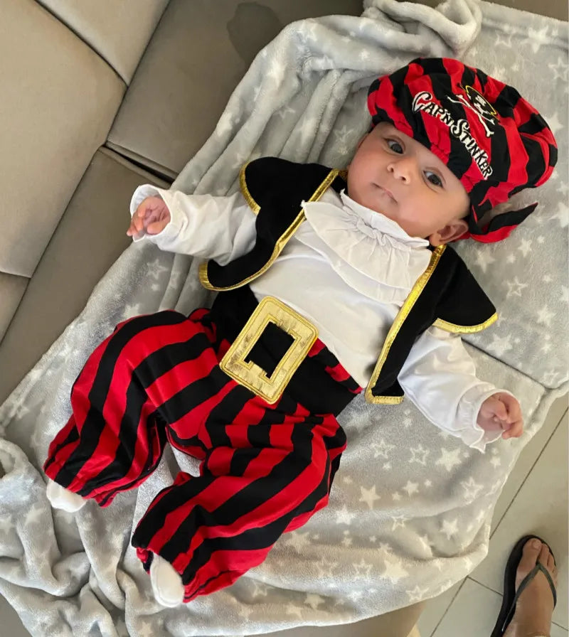 Cosplay Red Knight Pirate Captain Suit Kids Baby Jumpsuits Romper Halloween Costume Fancy Dress party Anime Stage Show Props - Charlie Dolly