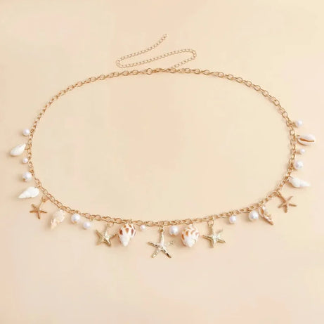 Starfish Shell and Pearl Tassel Necklace, Waist Chain or Bracelet
