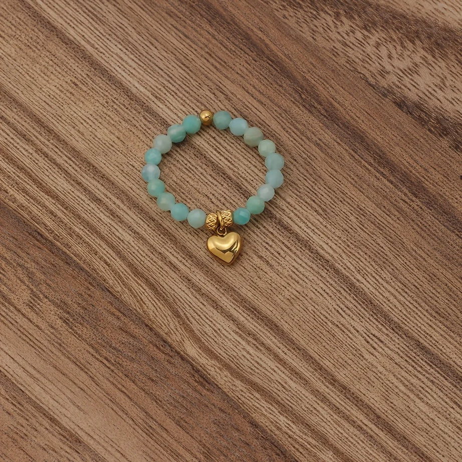 Crystal Stone Beaded Boho Ring — Amethyst, Moonstone & Turquoise