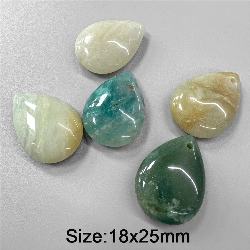Natural Water Drop Stone Pendant 18x25mm Lapis Lazuli Amethysts Quartzs Charms Bead For Jewelry Making DIY Necklaces Earrings