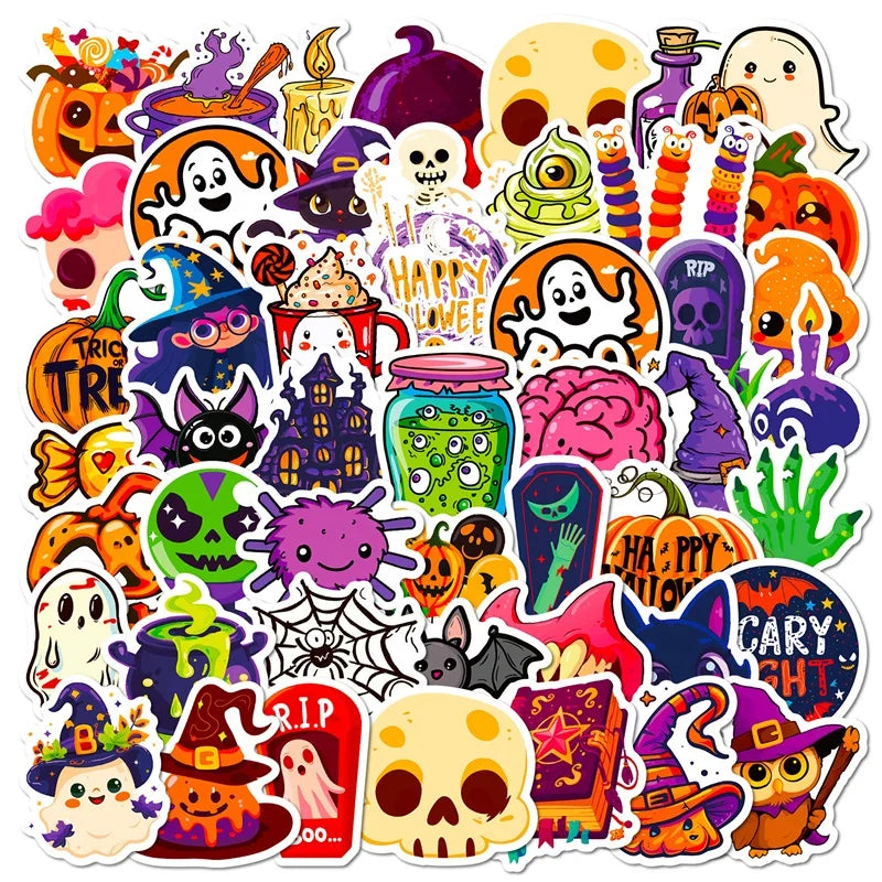 50PCS Cute Halloween PVC Sticker Aesthetic Decoration Scrapbooking Korean Stationery Hand Accounting Tools Supplies for Kids - Charlie Dolly