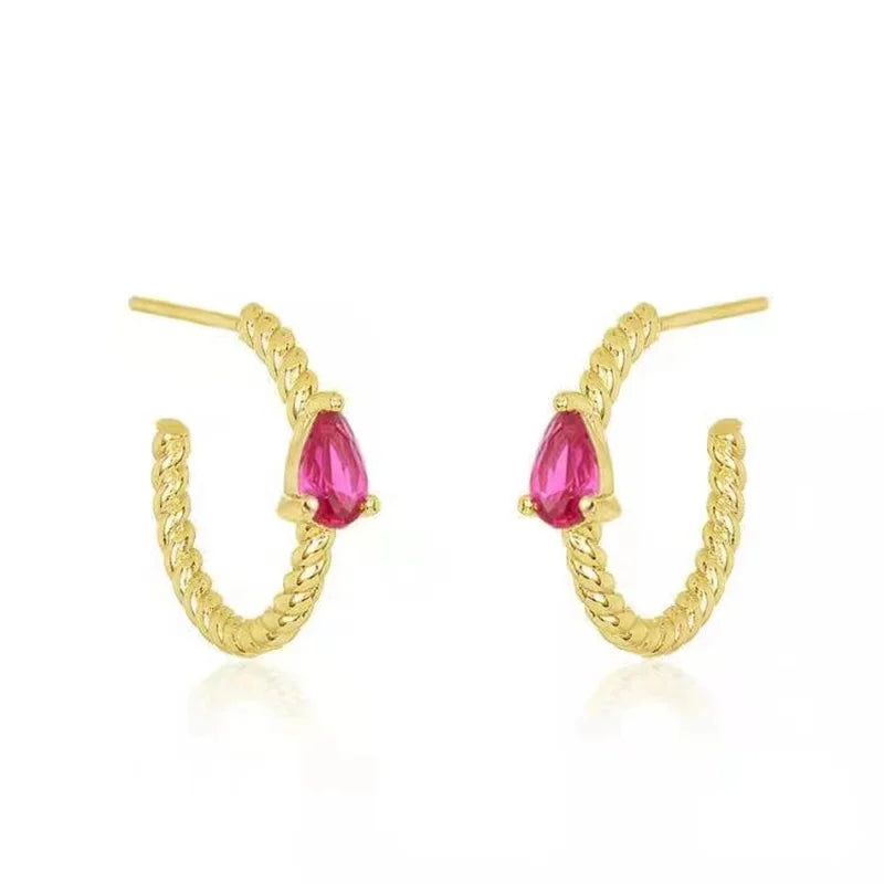CRMYA Unique gold-plated CZ Stud Earrings For Women Cubic Zirconia Pendientes Boho Luxury Fashion Jewelry