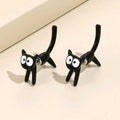 Cute Black Cat Stud Earrings for Women 